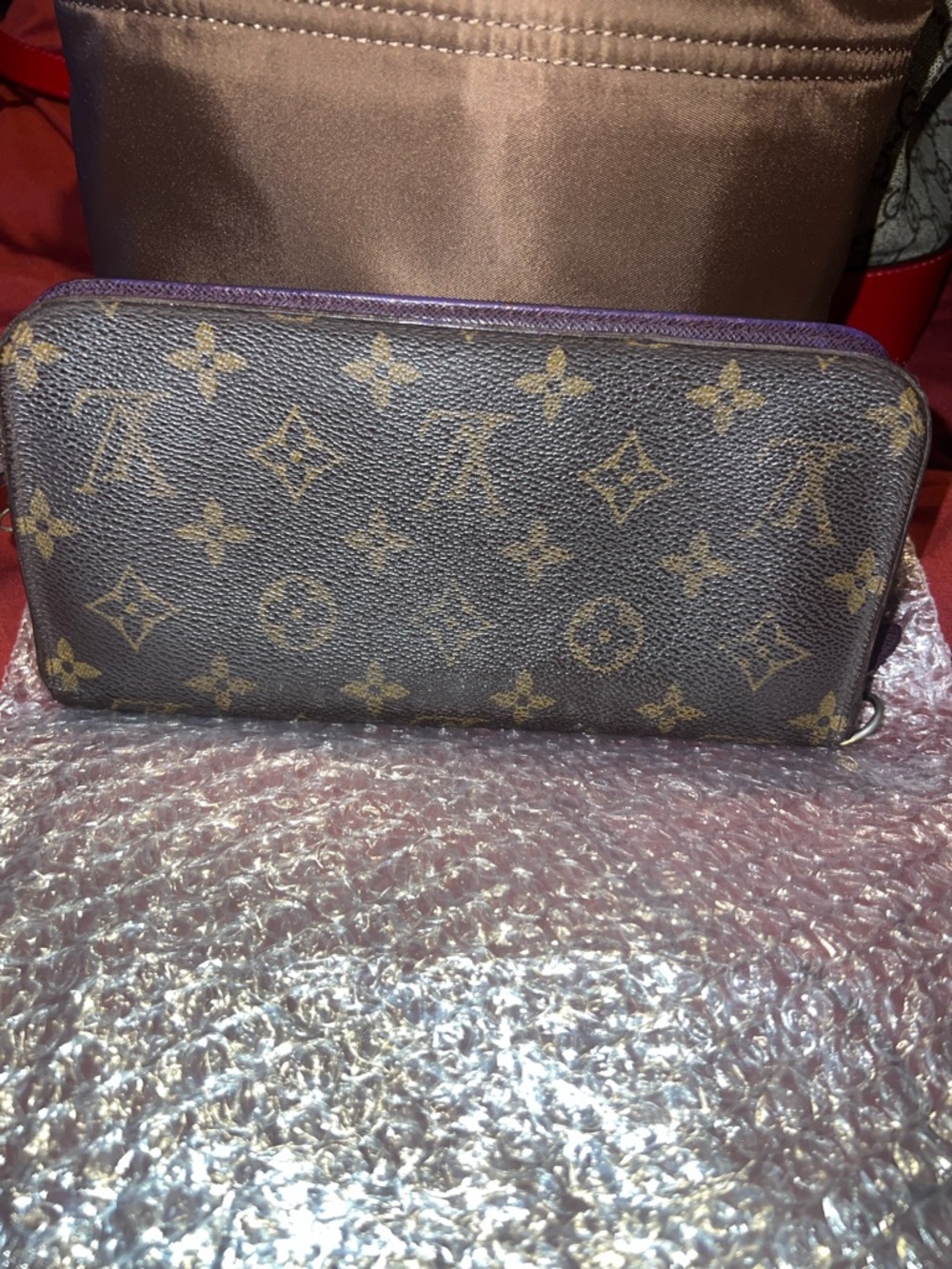 PROJECT!!!!!!Louis Vuitton Monogram Zip Wallet with Purple Trim